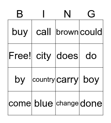 1st Grade Sight Words Bingo Card