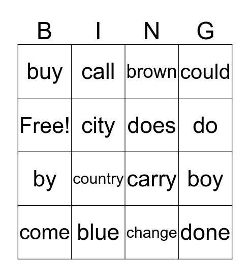 1st Grade Sight Words Bingo Card