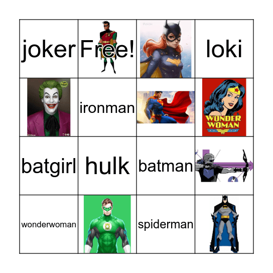 superhero and villians  Bingo Card