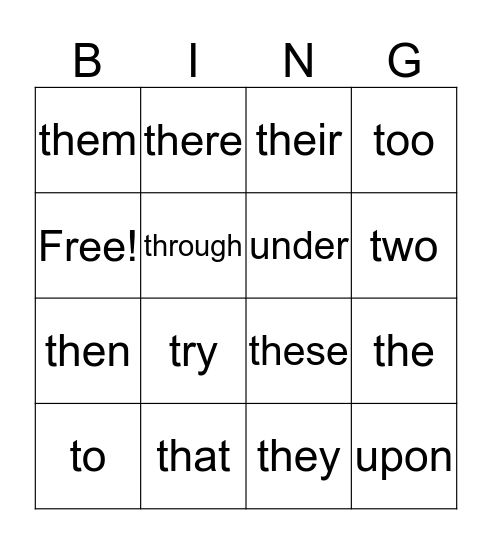 1st Grade Sight Words Bingo Card