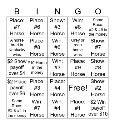 A Day at the Races Bingo Card