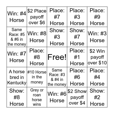 A Day at the Races Bingo Card