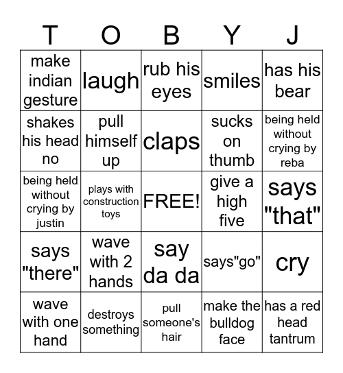 See Toby... Bingo Card