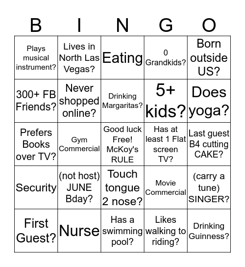 McKoy's RULE: Nice To Meet You Bingo Card
