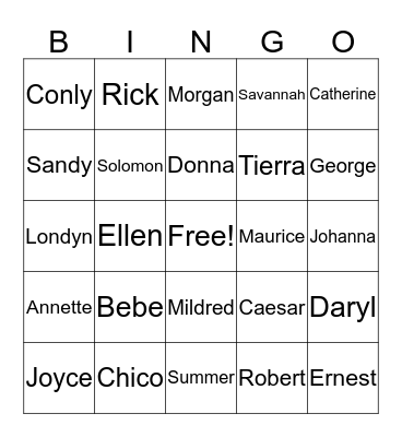 GET TO KNOW YOU FAMILY BINGO Card