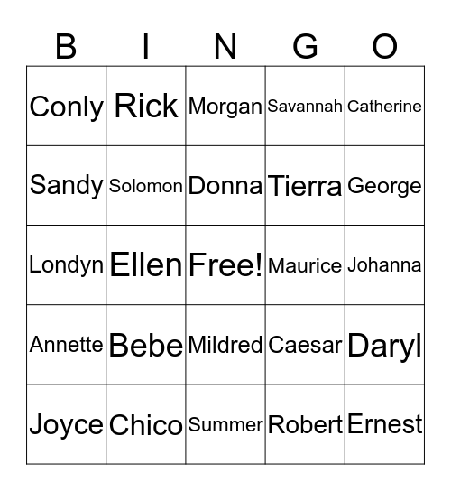GET TO KNOW YOU FAMILY BINGO Card