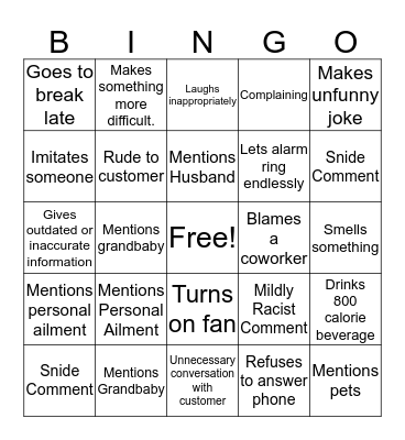 Sanity Bingo Card