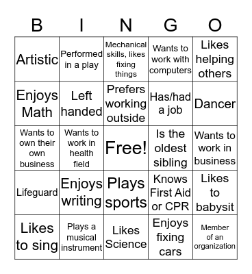 WCC Career Services Bingo Card