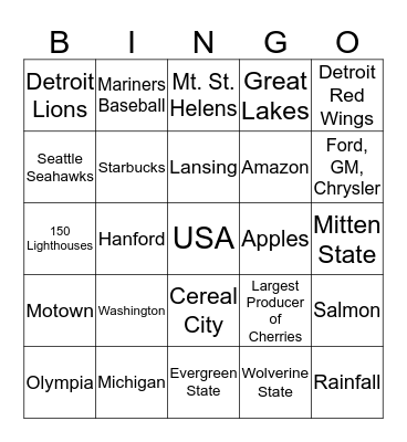 Posco Jigok Elementary School Bingo Card