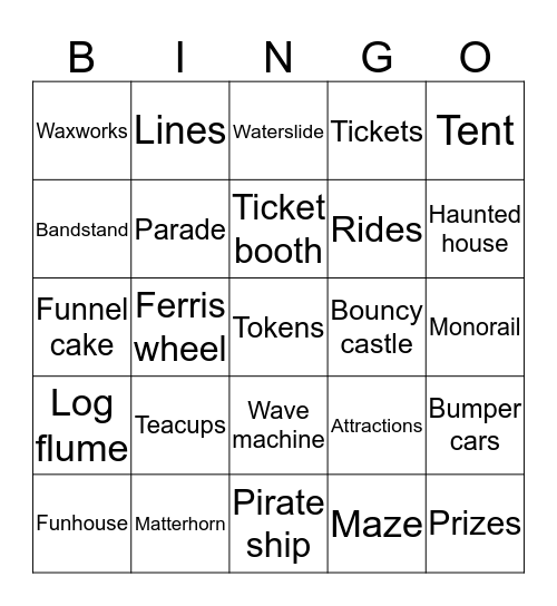 Amusement Parks Bingo Card