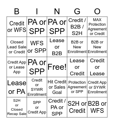 Sears Bingo Card