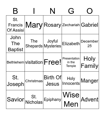 True Meaning of Christmas Bingo Card