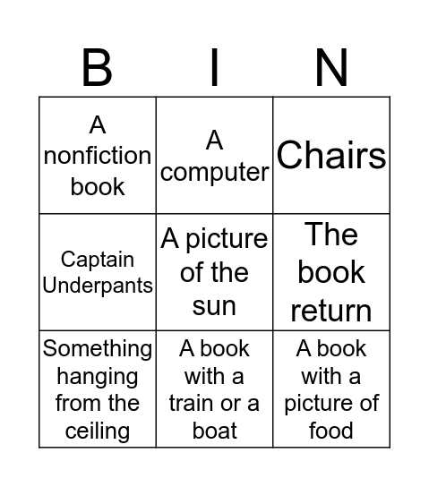 Library Bingo Card