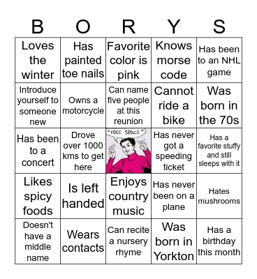 2017 Family Reunion Bingo Card