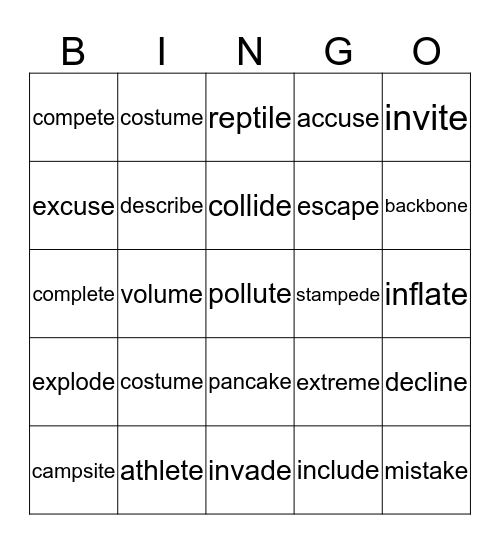 The Power of the Magic  "e" Bingo Card