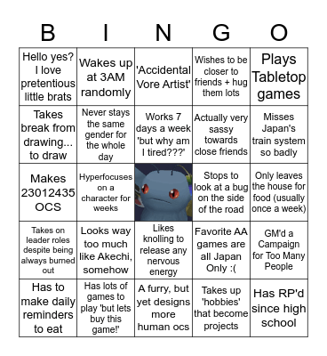 Mothman Clan, Here we Stand Bingo Card