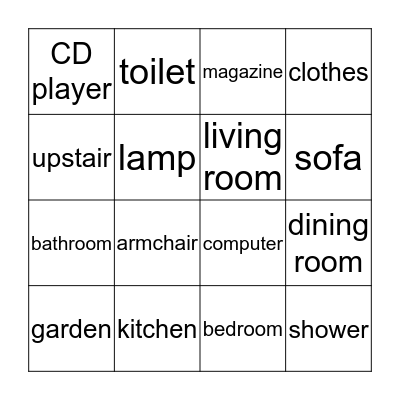 Rooms and Furniture  Bingo Card