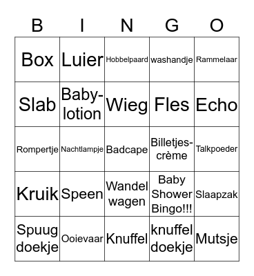 Baby Shower Bingo Card