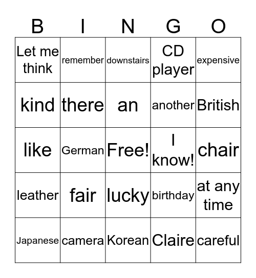 Untitled Bingo Card