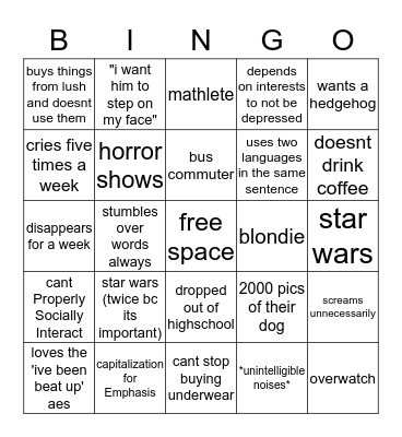 are u jack factkin Bingo Card