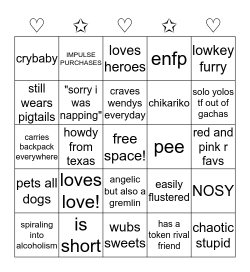 ✩♡kisa bingo♡✩ Bingo Card