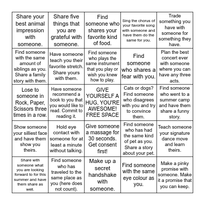 Human Bingo Card