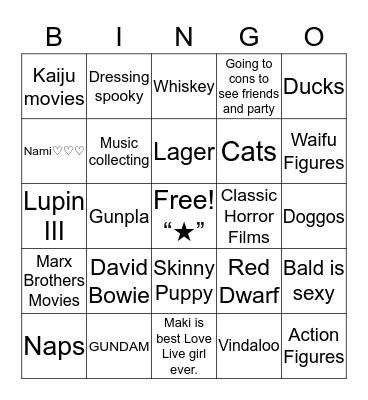 “★N★” Bingo Card