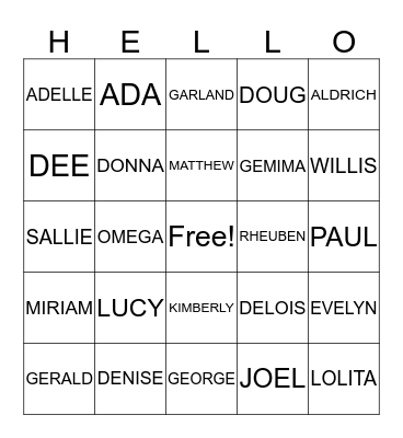 CALLINS/CLAY FAMILY REUNION Bingo Card