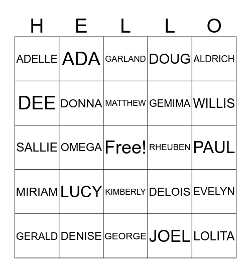 CALLINS/CLAY FAMILY REUNION Bingo Card