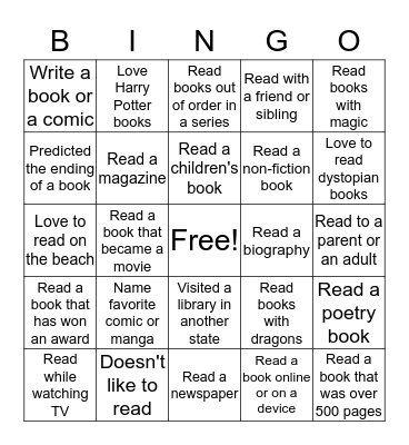 Book Bingo Card