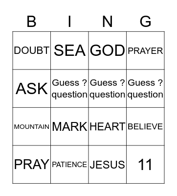THE PRAYER OF FAITH Bingo Card
