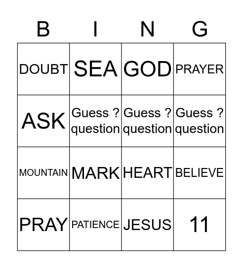 THE PRAYER OF FAITH Bingo Card