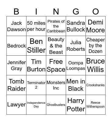 Movie Trivia Bingo Card