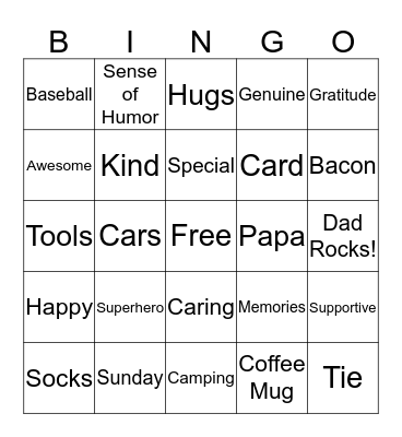 Father's Day Bingo!!! Bingo Card