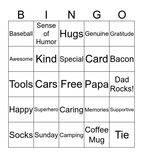 Father's Day Bingo!!! Bingo Card