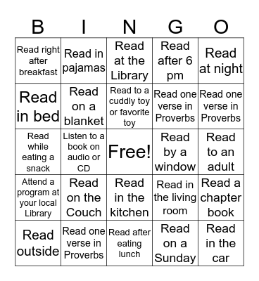 Willis Chapel AMEC Summer Reading Challenge Bingo Card