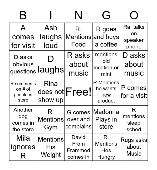 Provide Bingo! Bingo Card