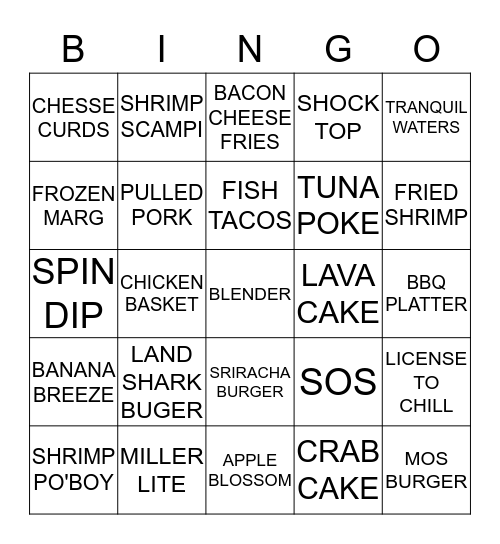 Landshark Bingo Card