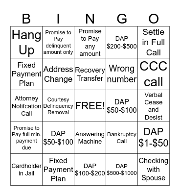 Collections Bingo Card