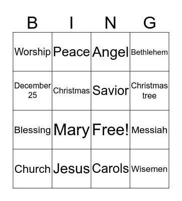Christmas Bingo  Bingo Card