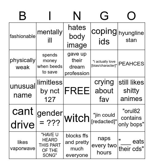 set bingo Card