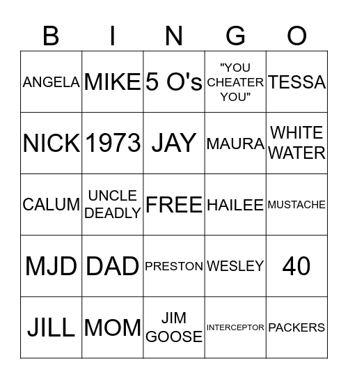 BIRTHDAY BOY Bingo Card