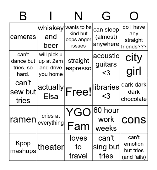 Alexis Bingo Card