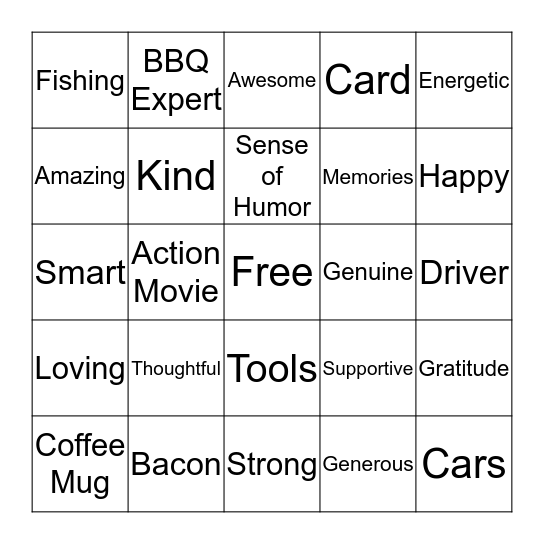 Father's Day Bingo!!! Bingo Card
