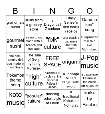 CULTURE BINGO Card