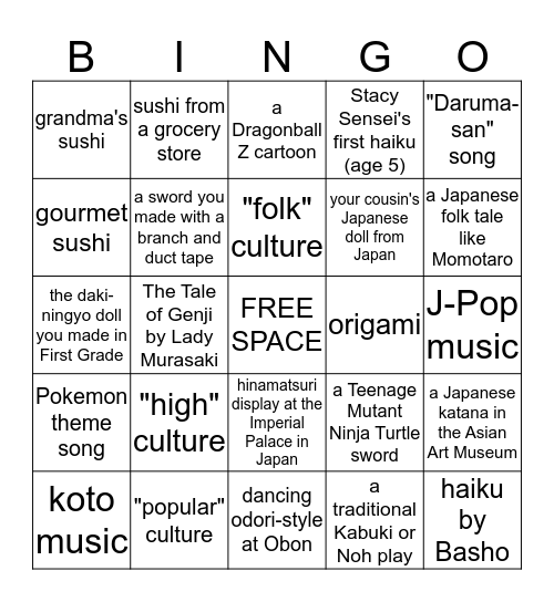 CULTURE BINGO Card