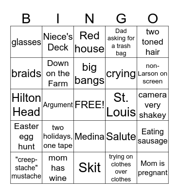 VHS Bingo! Bingo Card