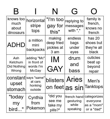 Carly BINGO Card