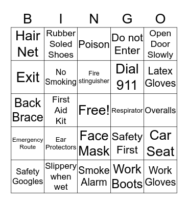 SAFETY Bingo Card