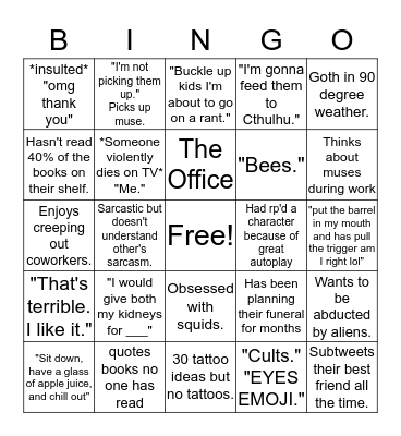 Jack's Bingo Card